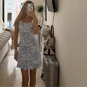 Floral Blue and White Dress